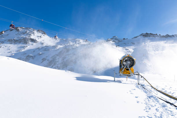 istock Snow cannon, snowmaker in action at ski resort 912385956