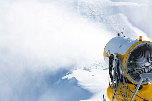 istock Snow cannon, snowmaker in action at ski resort 912386046