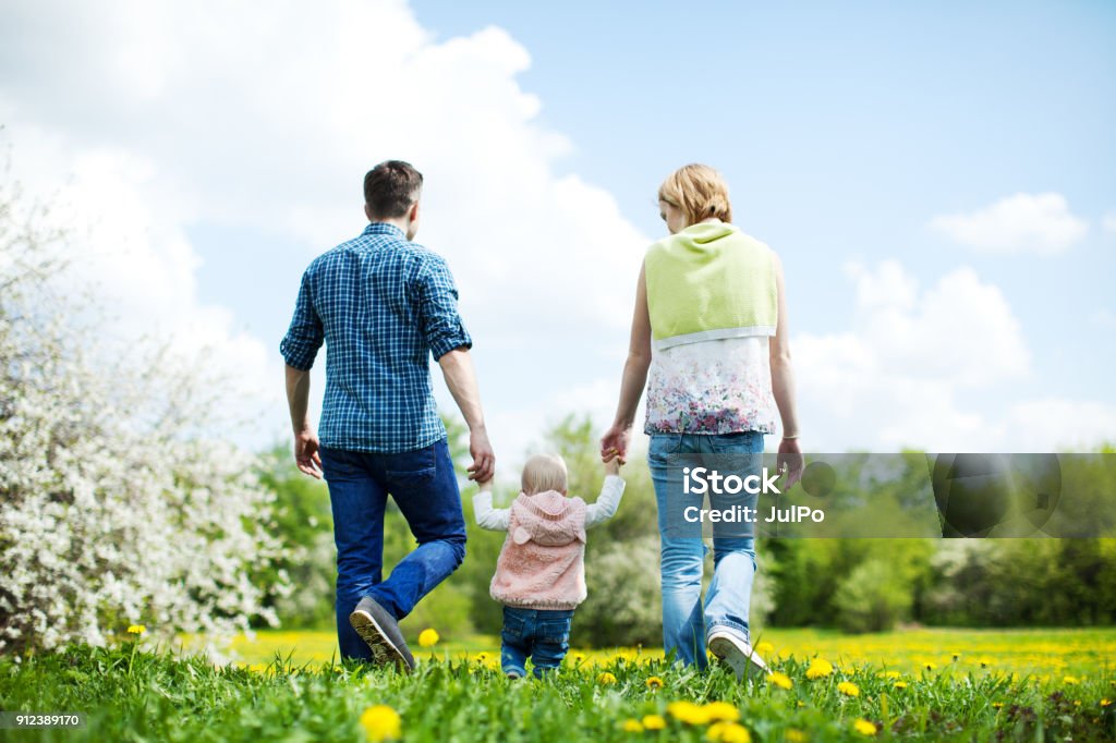 Happy family outdoors Child Stock Photo