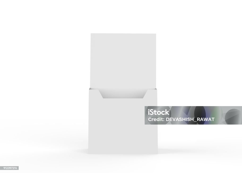 Blank Brochure Holder Container, Box - Container, Model - Object, Brochure, Holder Desk Organizer Stock Photo