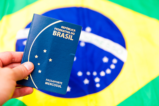 Brazilian passaport with flag