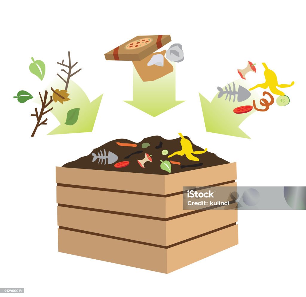 Compost Object Compost Bin With Organic Material Stock Illustration - Download Image ...