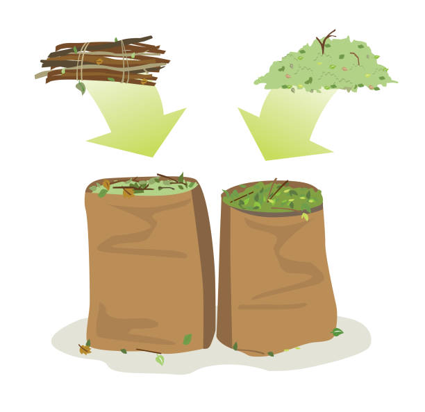 worki na odpady stoczniowe poddane recyklingowi - garden waste stock illustrations