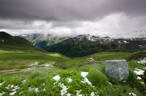 Panoramic view of the Alps in Nationalpark Hohe Tauern, seen from Hochalpenstrasse, Austria