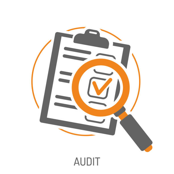 illustrazioni stock, clip art, cartoni animati e icone di tendenza di set di icone piano di controllo e test - ispezione contabile