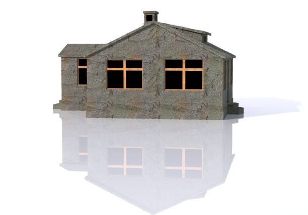 istock 3D Rendered Concrete House illustration with Angle and Reflection 912412532