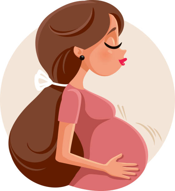 Pregnant Woman Feeling Baby Kick Vector Illustration Stock Illustration -  Download Image Now - iStock