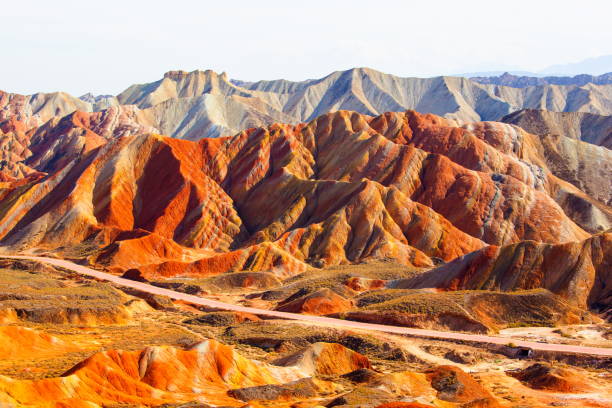 Zhangye Danxia Geological park scenery Zhangye Danxia Geological park scenery. It is the one of most beautiful Danxia landform in China. Taken on the Zhangye, Gansu, China. danxia landform stock pictures, royalty-free photos & images