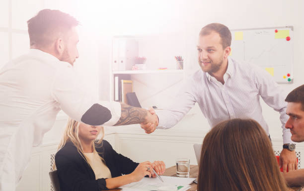 istock Business handshake at office meeting, contract conclusion and su 912414214