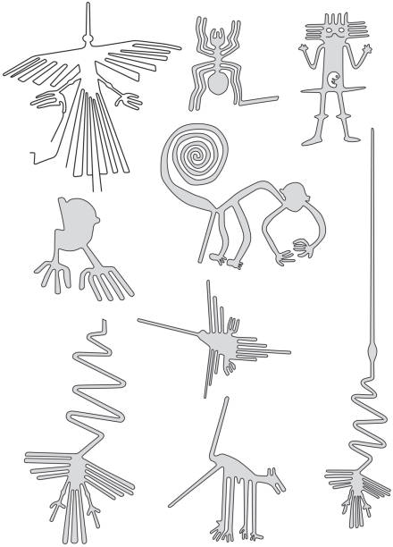 linie nazca z pustyni nazca w peru - ice stock illustrations