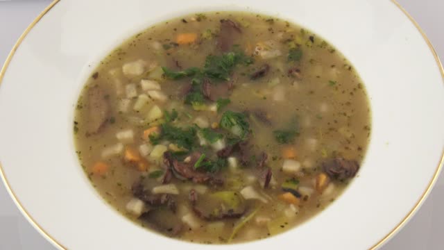 Soup with mushrooms and vegetables
