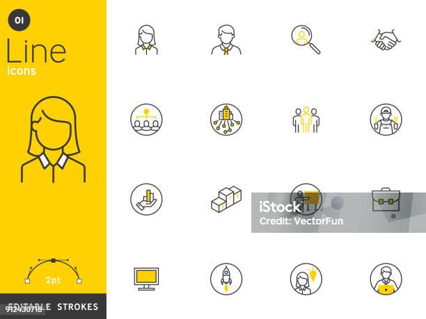 Office And Business Line Icons Collection Editable Strokes For Mobile Concepts And Web Apps Vector Illustration Clean Flat Design Stock Illustration - Download Image Now