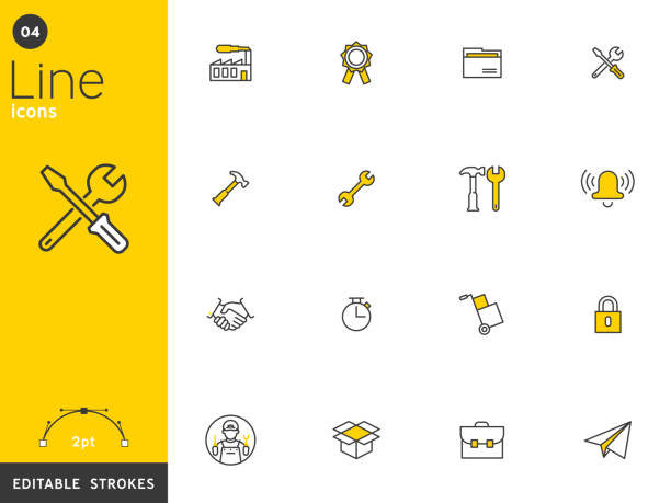 Work and basic line icons collection, editable strokes. For mobile concepts and web apps. Vector illustration, clean flat design vector art illustration
