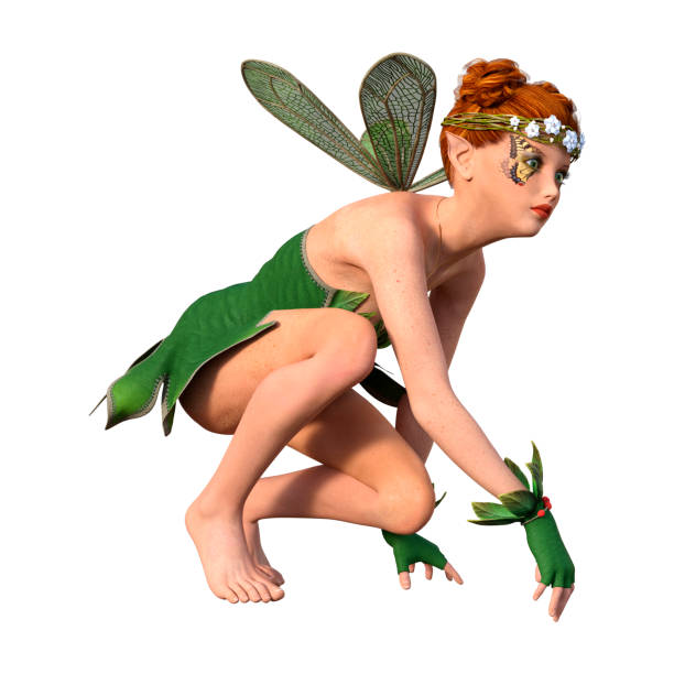 istock 3D rendering green fairy on white 912434912