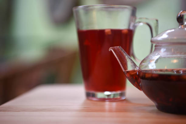 istock glass teapot with apple and spice fruit tea 912437930