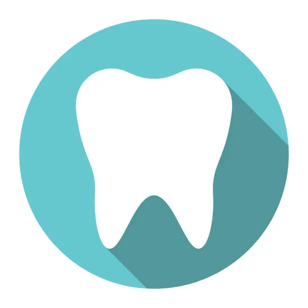 Vector illustration of White tooth, flat design