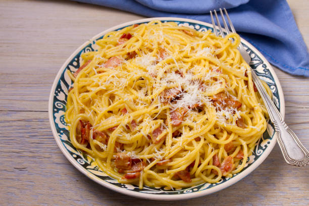 istock Pasta carbonara. Creamy Spaghetti Carbonara. Italian cuisine dish 912453796