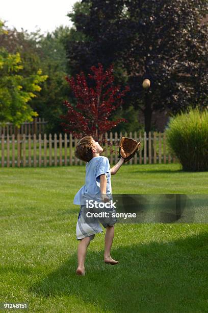 Boy Trying To Catch Ball Stock Photo - Download Image Now - Catching, Baseball - Ball, Baseball - Sport