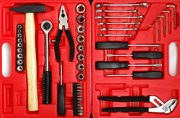 istock A set of handyman tools in a red box  91248182