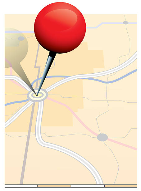 map with red pin.eps vector art illustration