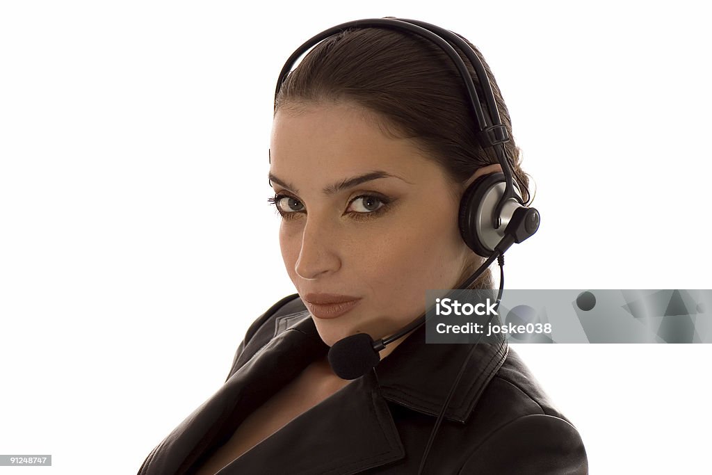 atractive operador de serviço de apoio ao cliente - Royalty-free A usar um telefone Foto de stock