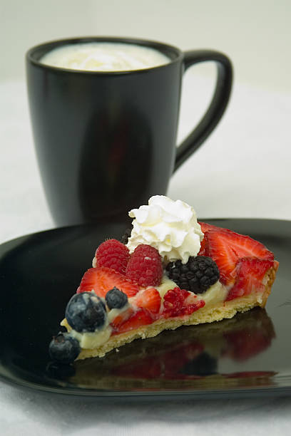 Fruity Tart with Coffee and Cream stock photo