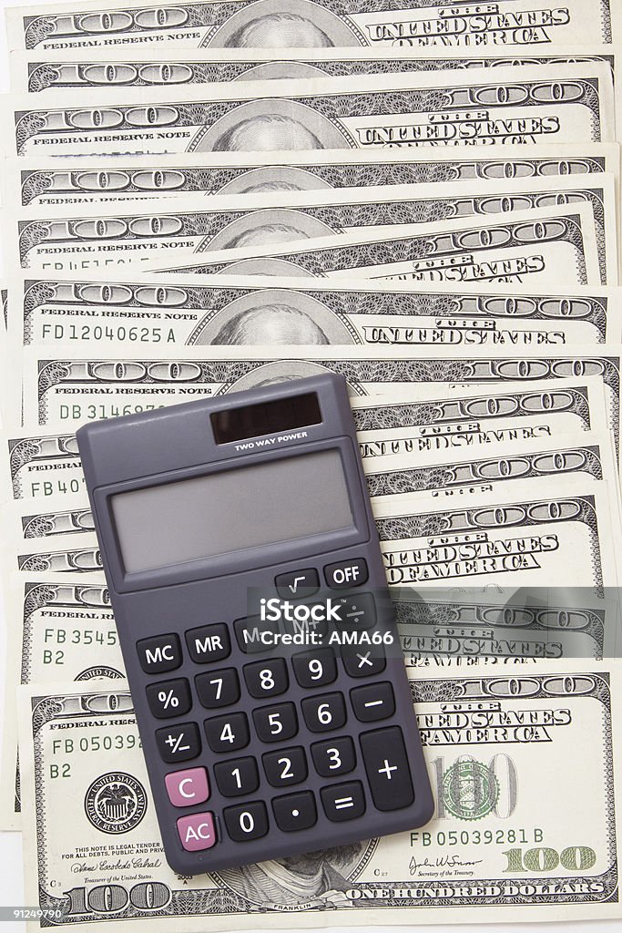 Cash Money Calculations  American One Hundred Dollar Bill Stock Photo