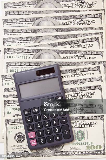 Cash Money Calculations Stock Photo - Download Image Now - American One Hundred Dollar Bill, Balance, Bank Deposit Slip