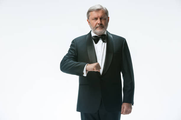 istock Senior waiter with white towel. Sign language in the restaurant 912504614