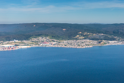 The Bay of Concepción is a natural bay on the coast of the Province of Concepción in the Bío Bío Region of Chile. Within the bay are many of the most important ports of the region and the country, among them Penco, Talcahuano, and Lirquén