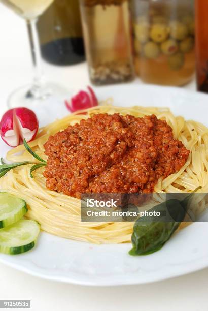 Spaghetti Gemüse Weißwein Stockfoto und mehr Bilder von Basilikum - Basilikum, Bolognese-Sauce, Essig