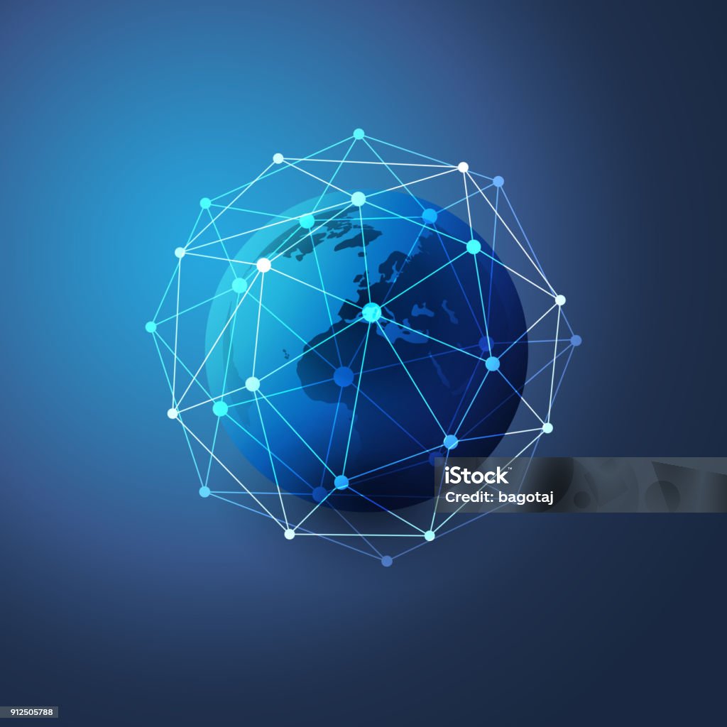 Netzwerk-Verbindungen-Konzept - Lizenzfrei Globus Vektorgrafik