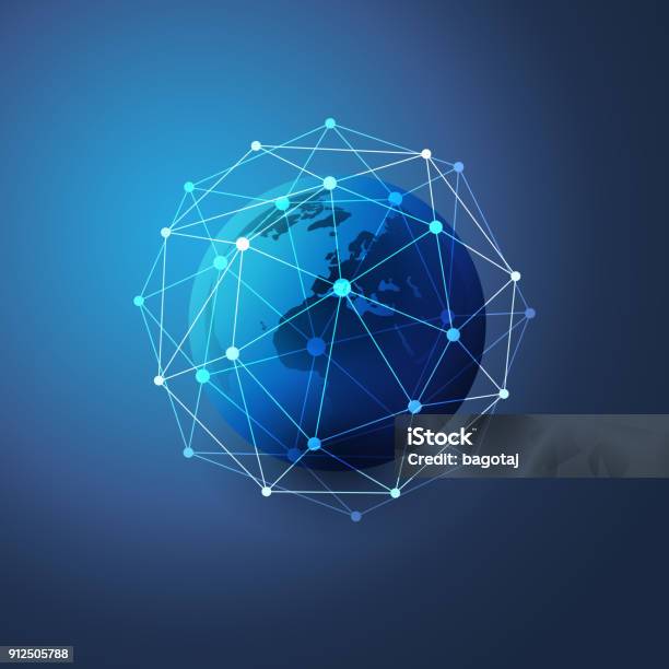 Netzwerkverbindungenkonzept Stock Vektor Art und mehr Bilder von Globus - Globus, Verbindung, Weltkarte