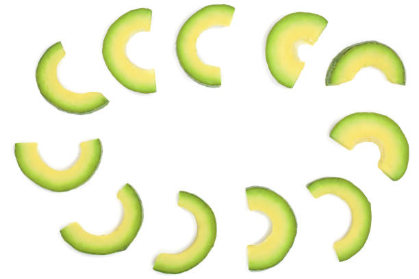 istock slices of avocado isolated on white background with copy space for your text. Top view. Flat lay 912506776