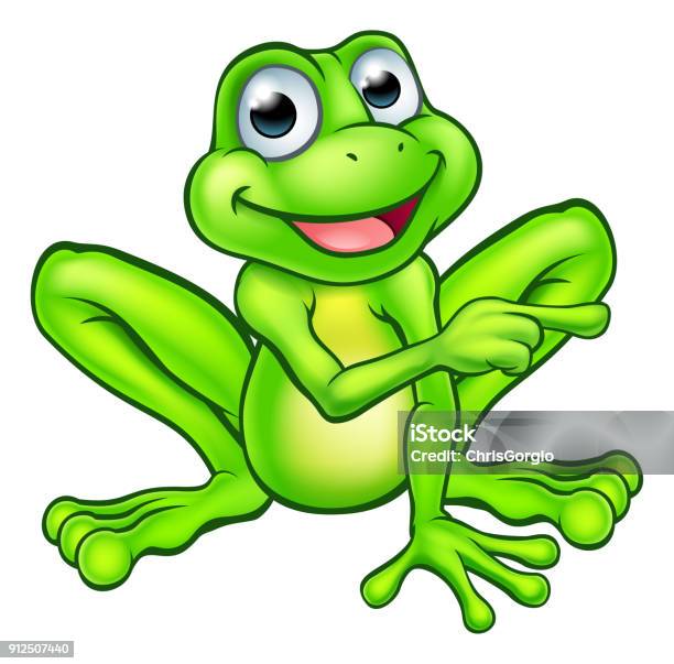Cartoon Frog Pointing Stock Illustration - Download Image Now - Frog, Tree Frog, Clip Art