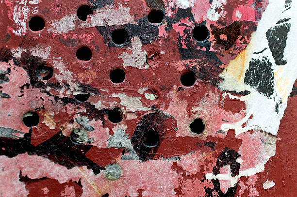 orificios - spotted paint red wall fotografías e imágenes de stock