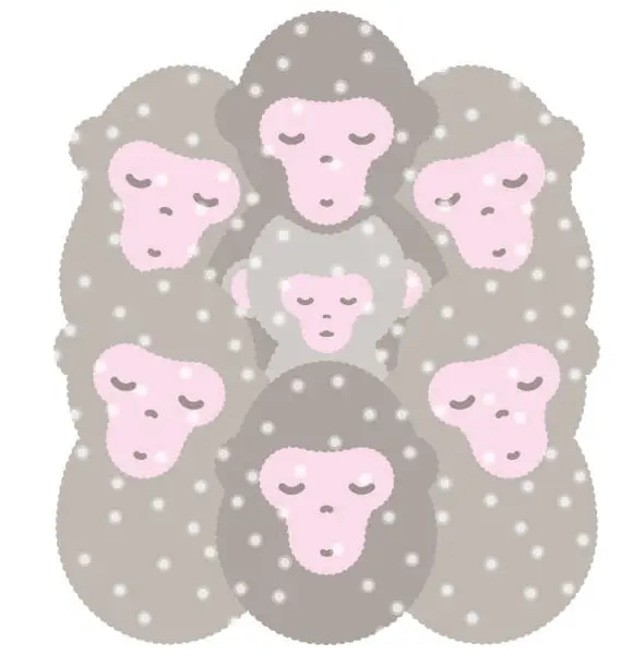 Vector illustration of Japanese monkey surpass cold in group