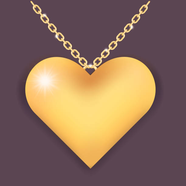 istock Elegant necklace with golden heart and ring chain 912517712