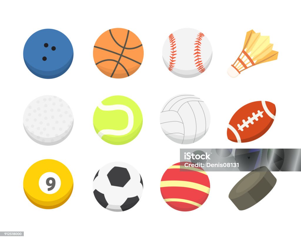 Vector Cartoon Colorful Ball Set Sport Balls Icons Isolated Stock  Illustration - Download Image Now - iStock