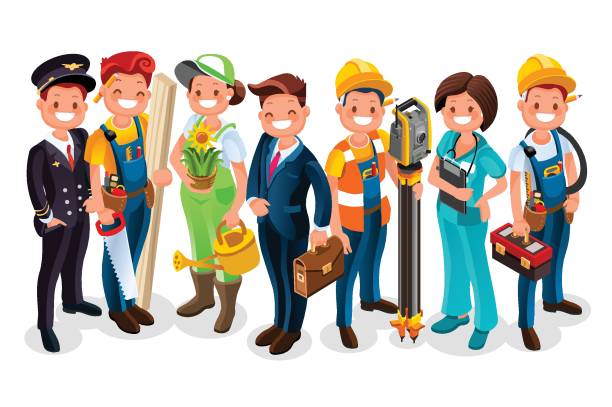 Labor Day Cartoon Characters vector art illustration