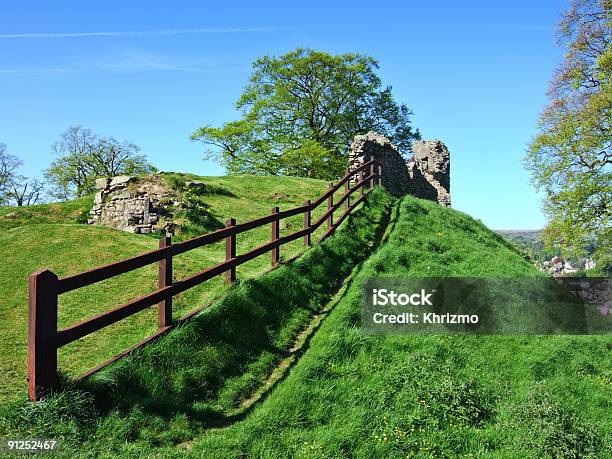 Ruinen Von Kendal Castle Mit Holzzaun Stockfoto und mehr Bilder von Kendal - Cumbria - Kendal - Cumbria, Antiker Gegenstand, Blau