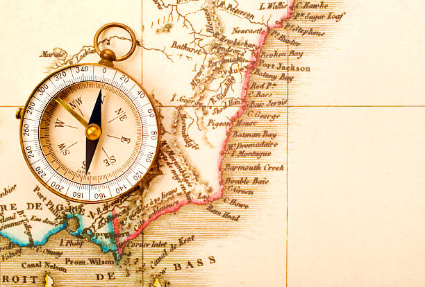 istock Compass and Old Map of Australia 91253303