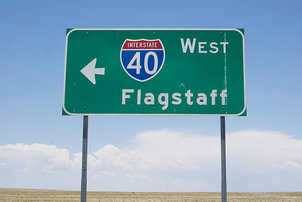 interstate road sign stock photo