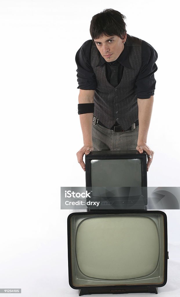 Antiguo y lo nuevo concepto de Tecnología de televisión - Foto de stock de Niño libre de derechos