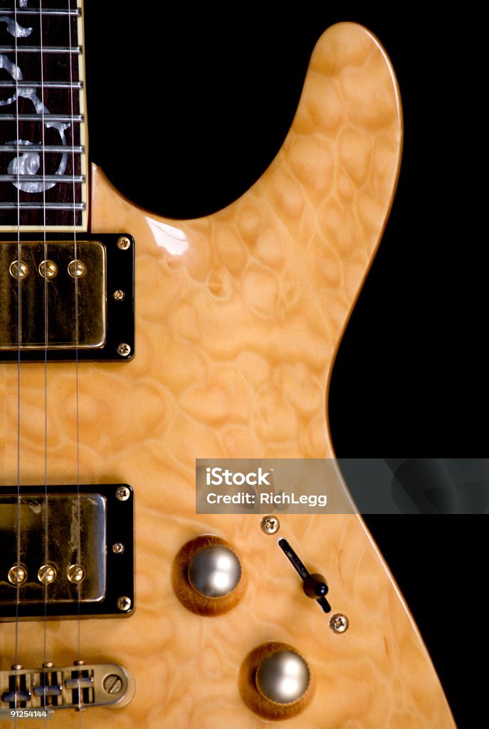 Primer plano de guitarra eléctrica - Foto de stock de Amarillo - Color libre de derechos