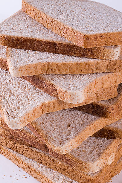 Stack of bread slices stock photo