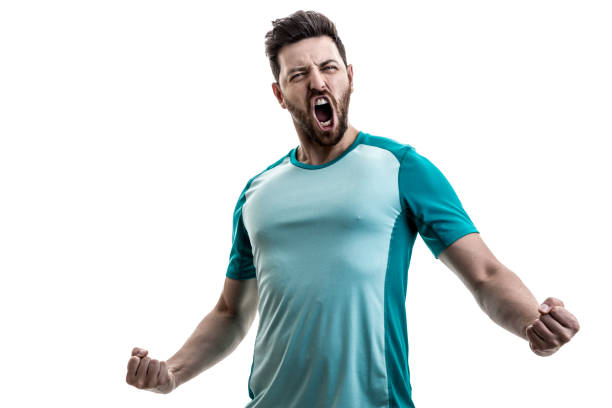 istock Fan / Sport Player on green uniform celebrating 912552308