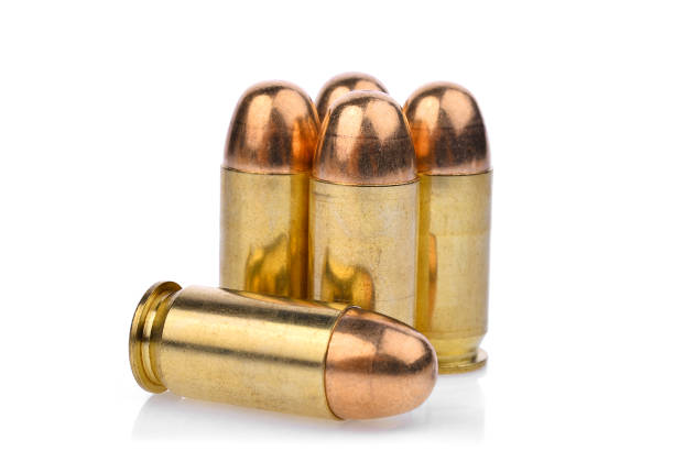 naboje z amunicją do pistoletów .45 akp, pełna metalowa kurtka .45 bullet - full metal jacket zdjęcia i obrazy z banku zdjęć