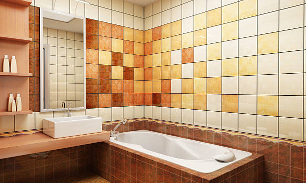 modello di piastrelle del bagno - patchworkdesign foto e immagini stock