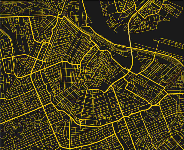istock and yellow vector city map of Amsterdam with well organized separated layers. 912560778